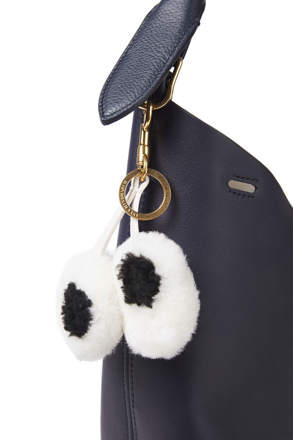 ANYA HINDMARCH Shearling-trimmed leather shoulder bag