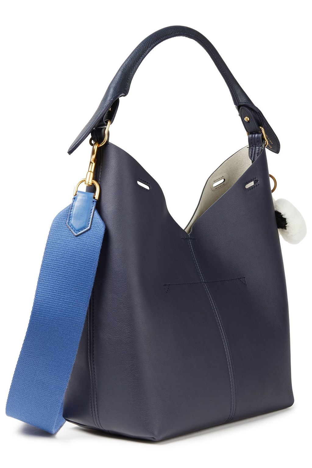 ANYA HINDMARCH Shearling-trimmed leather shoulder bag