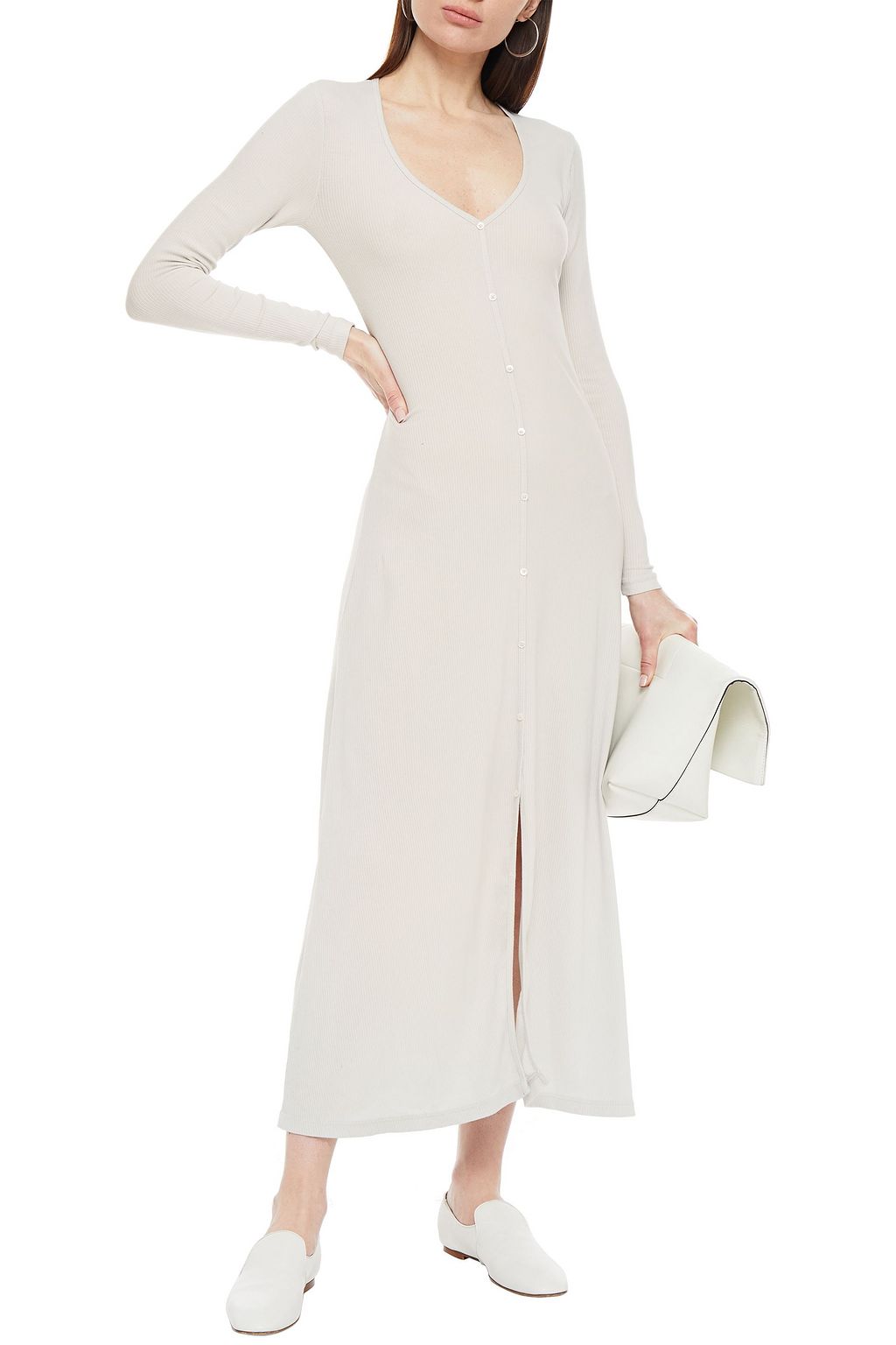 JAMES PERSE Ribbed Supima cotton-blend jersey midi dress