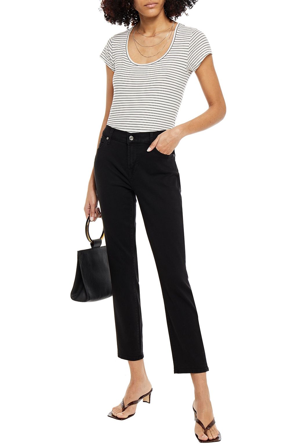 7 FOR ALL MANKIND Cropped high-rise slim-leg jeans
