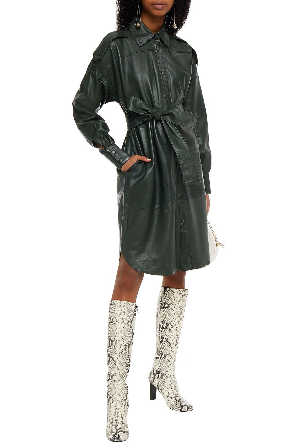 REMAIN BIRGER CHRISTENSEN Lavare belted leather shirt dress