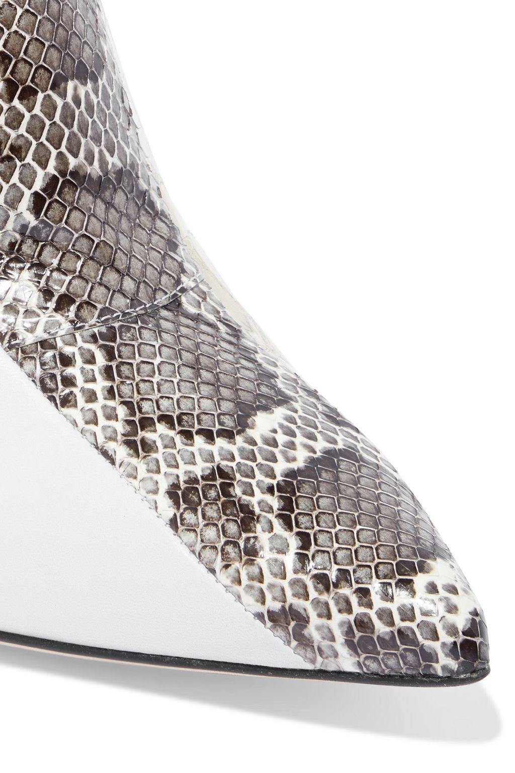 SERGIO ROSSI Paneled elaphe, smooth and metallic croc-effect leather knee boots