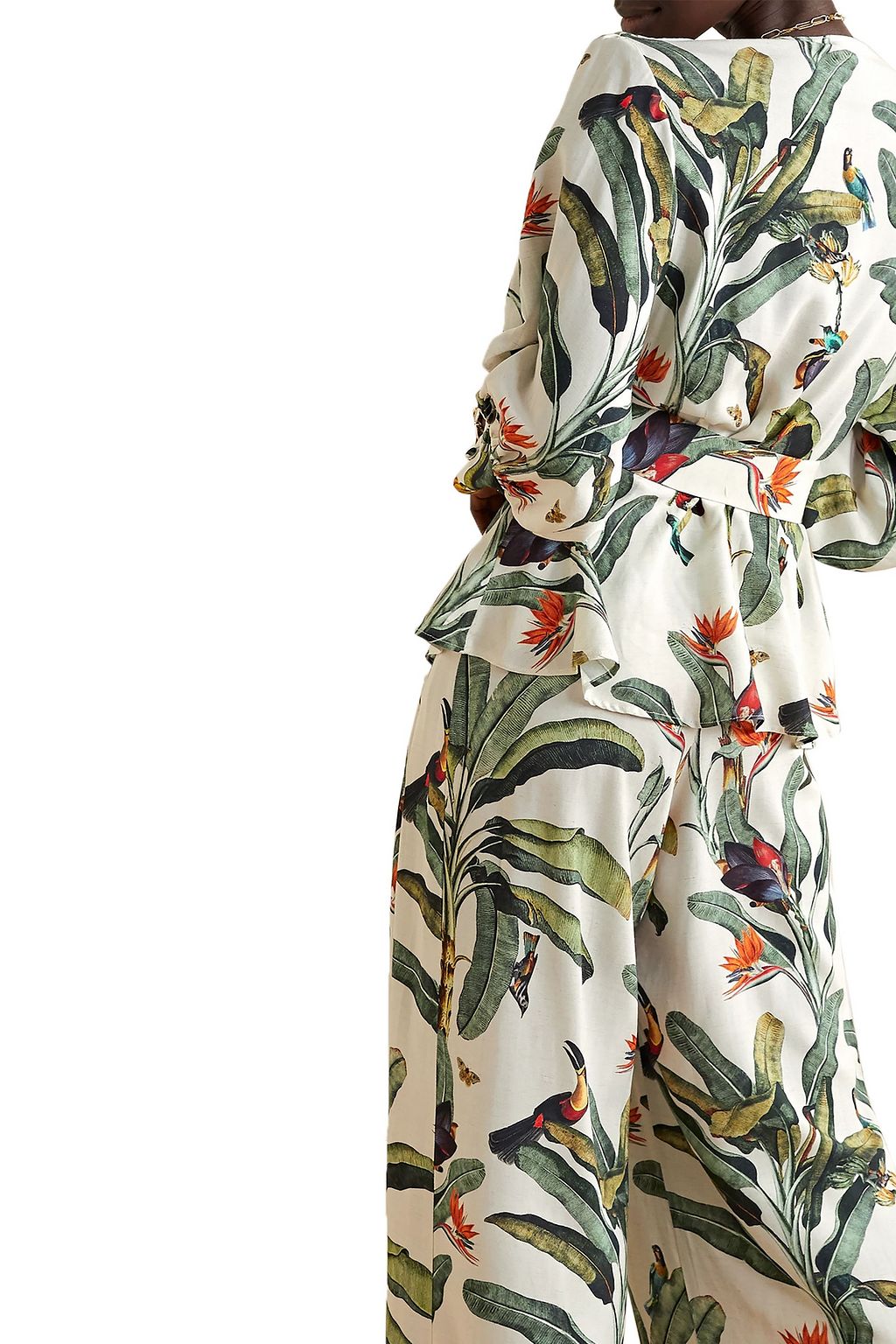 PATBO Belted printed voile blouse