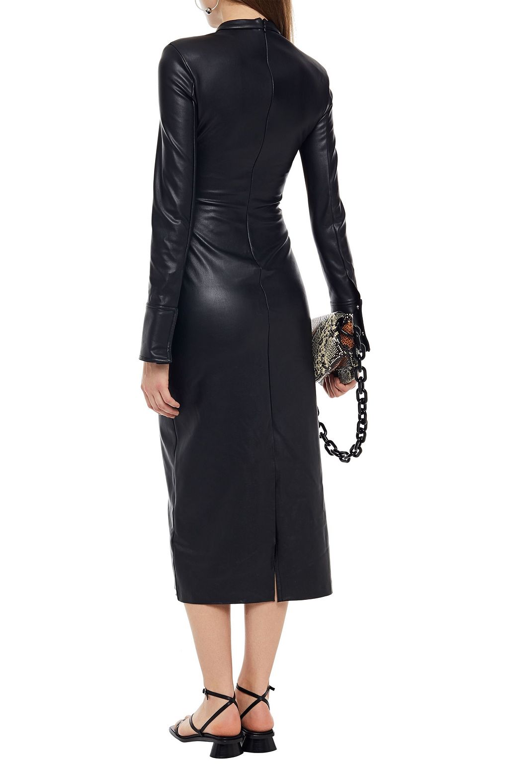 STAND STUDIO Juno faux leather midi dress