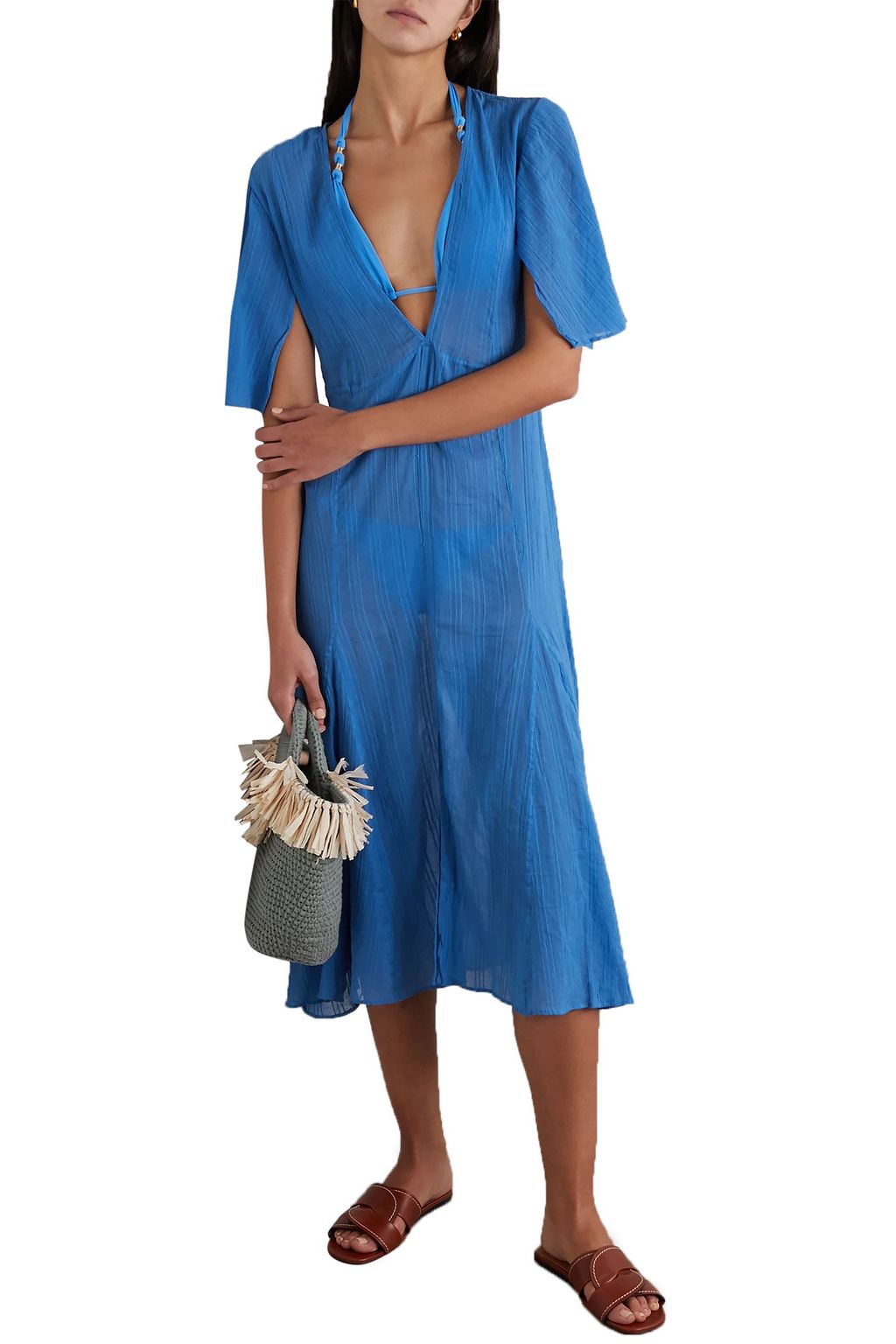 VIX PAULA HERMANNY Malia cotton-jacquard midi dress