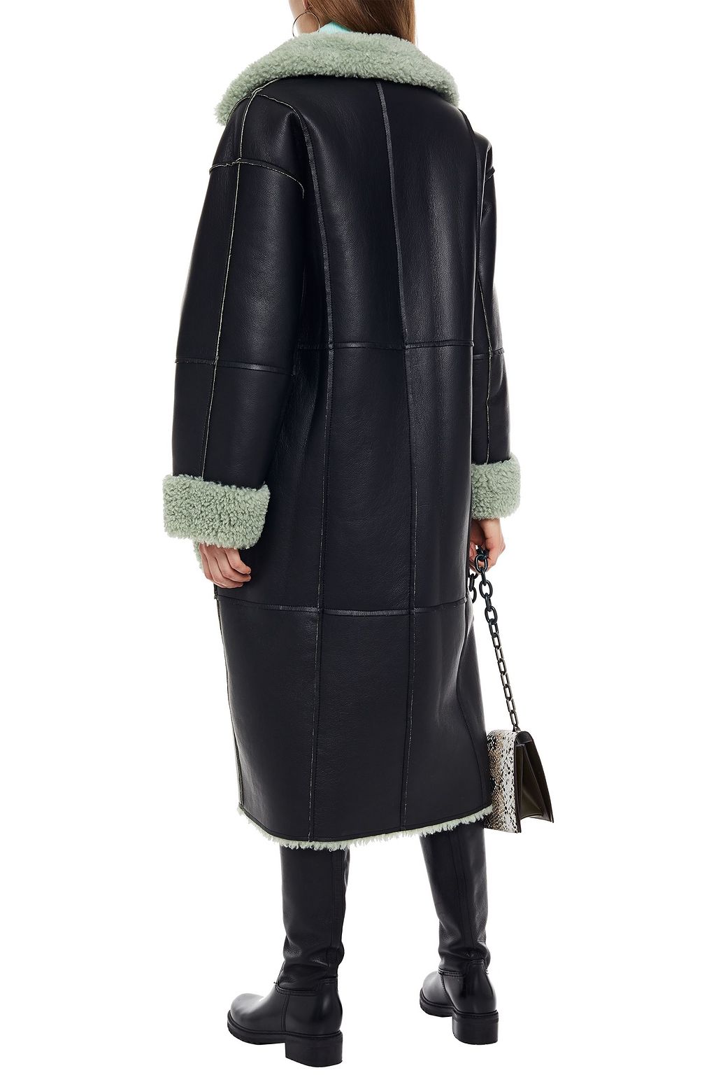 STAND STUDIO Two-tone faux shearling coat
