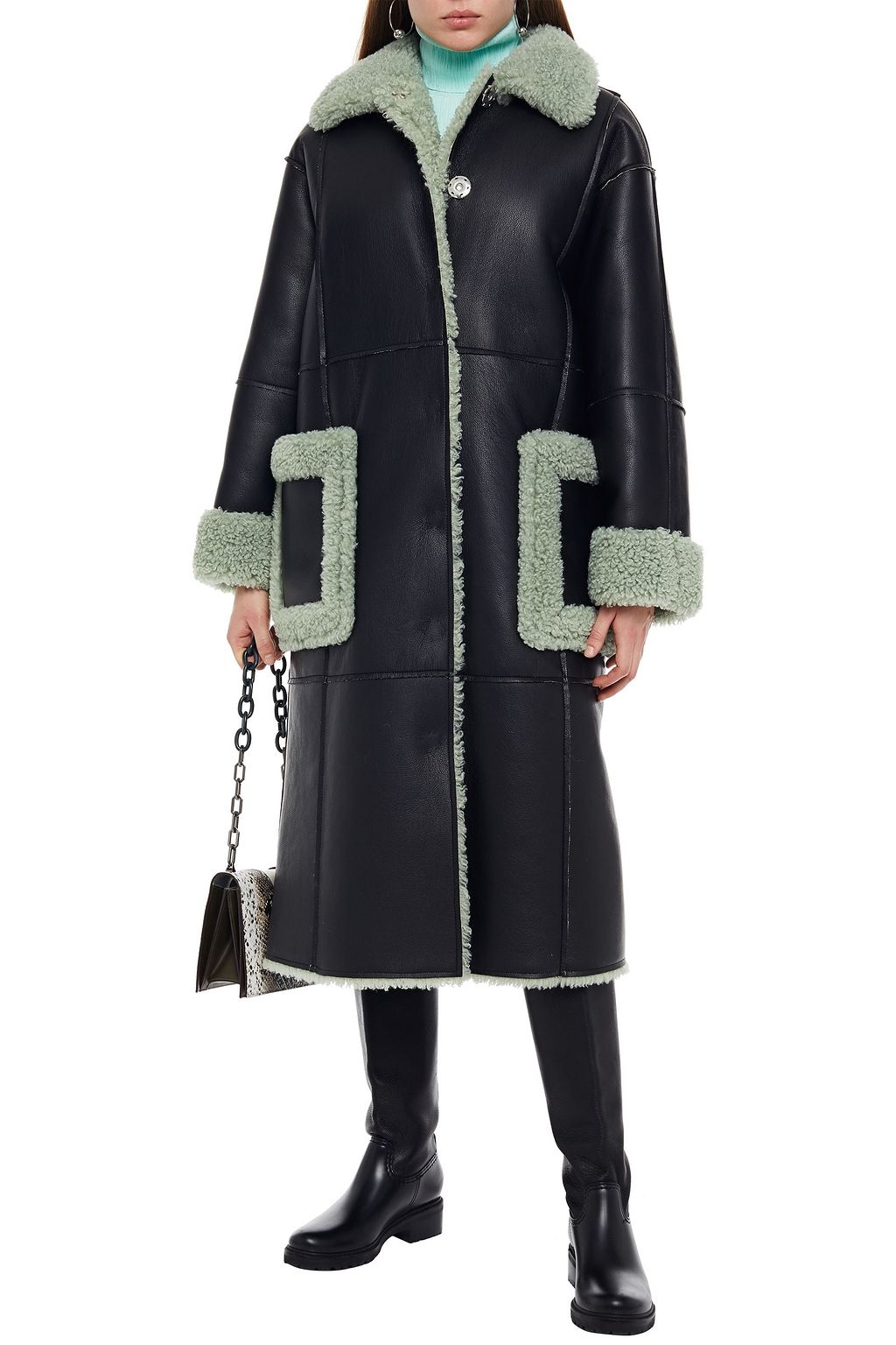 STAND STUDIO Two-tone faux shearling coat