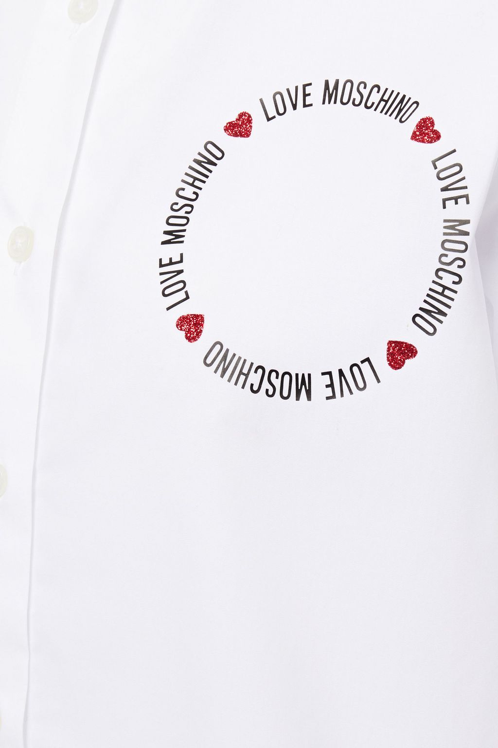 LOVE MOSCHINO Glittered printed stretch-cotton poplin shirt