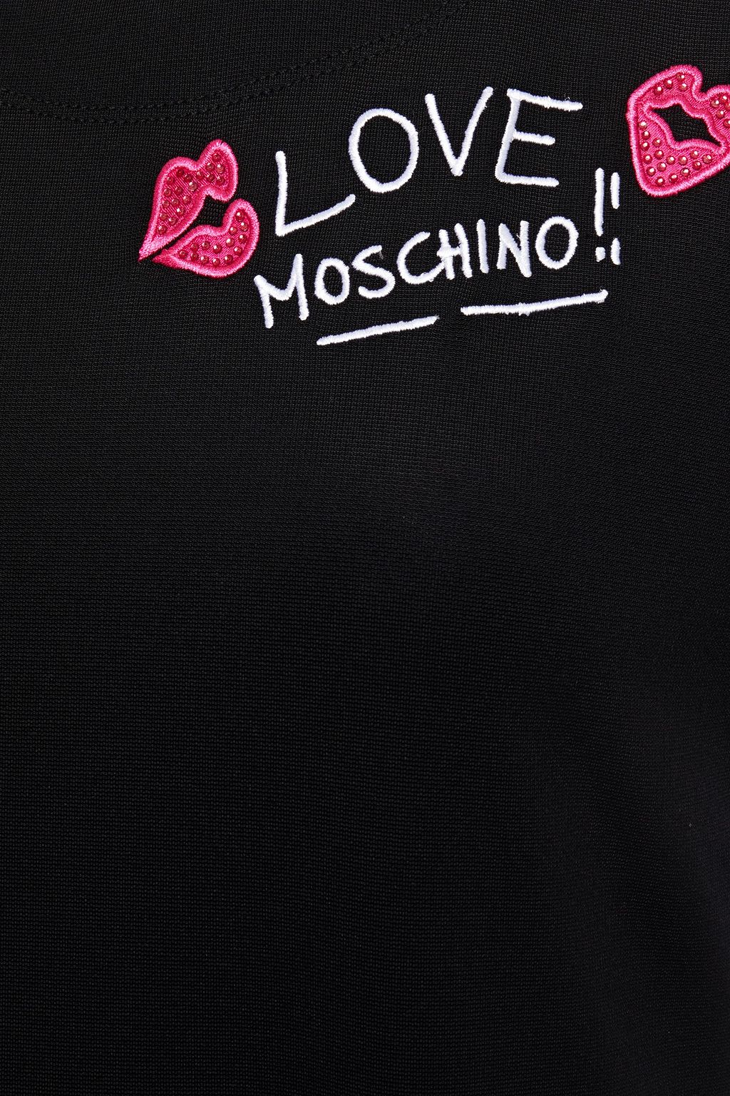 LOVE MOSCHINO Tiered embellished stretch-jersey mini dress
