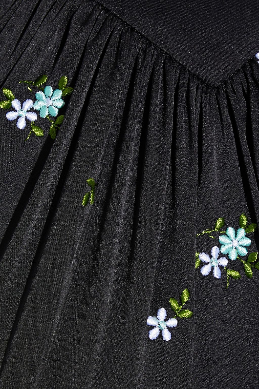 RABANNE ギャザー&刺繍入り サテン マキシワンピース