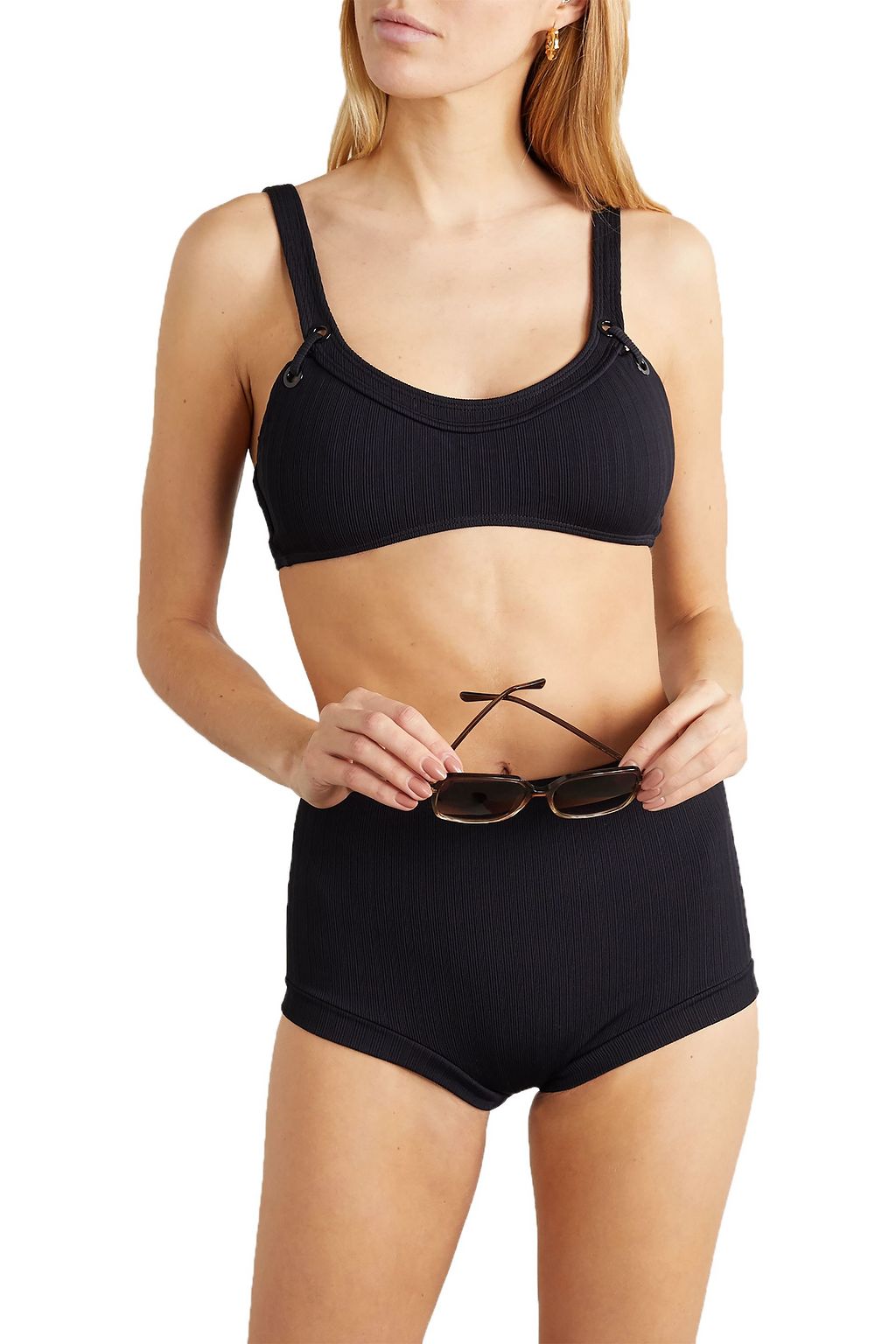 VIX PAULA HERMANNY Milano Iris eyelet-embellished ribbed bikini top