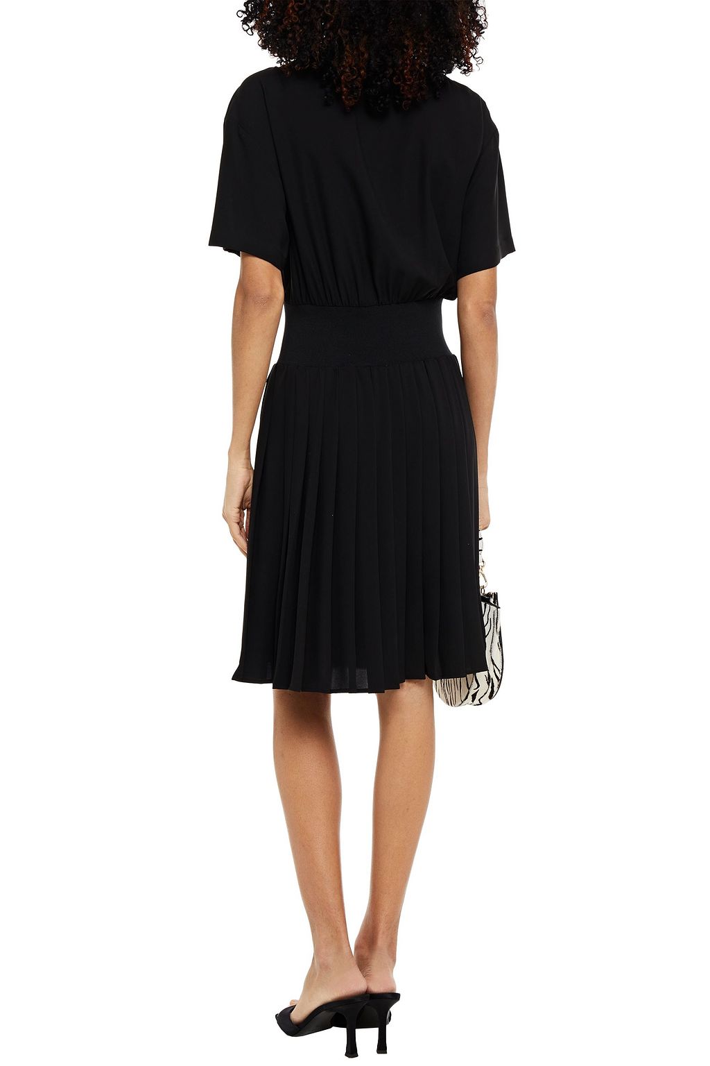 LOVE MOSCHINO Pleated printed crepe de chine dress