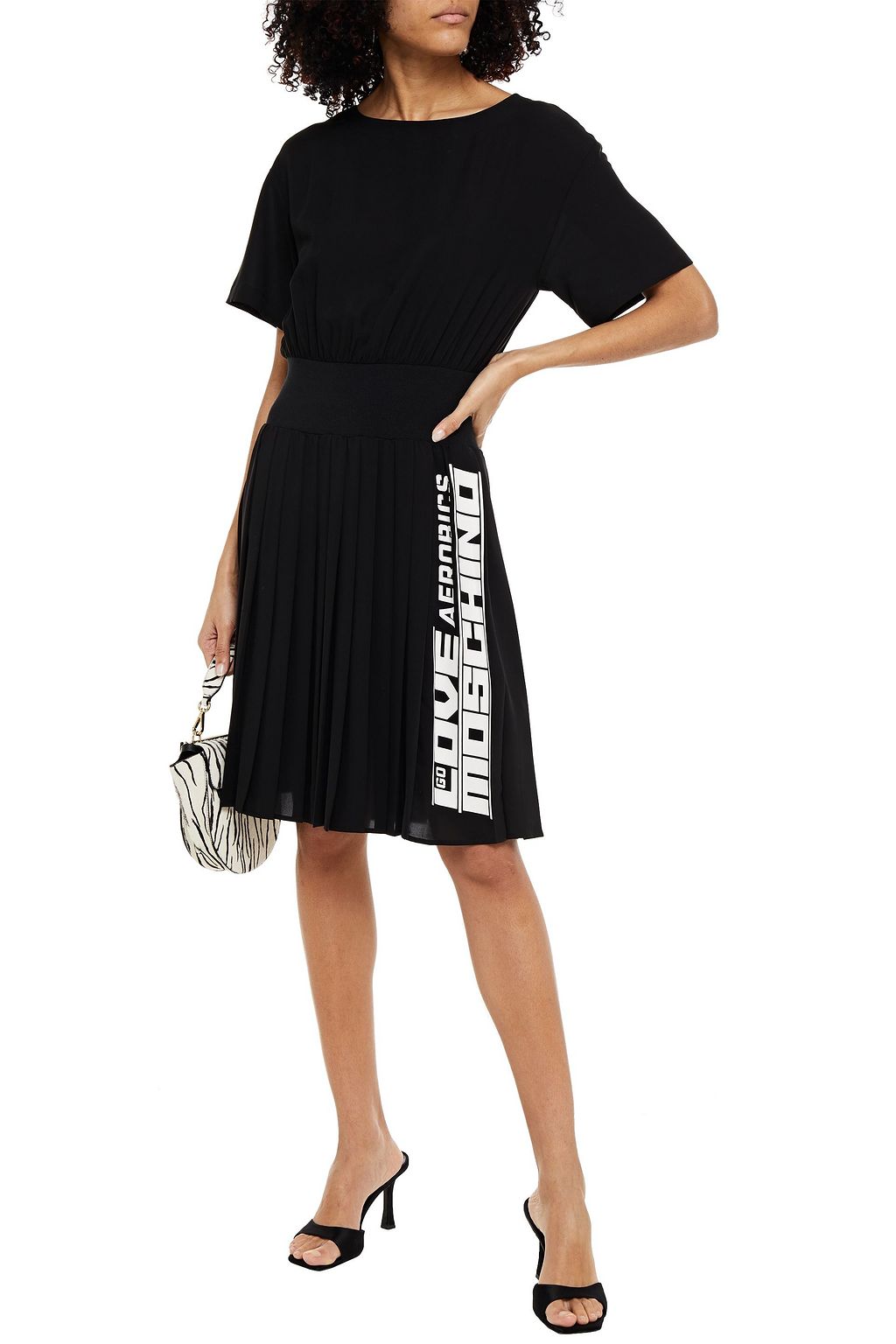 LOVE MOSCHINO Pleated printed crepe de chine dress