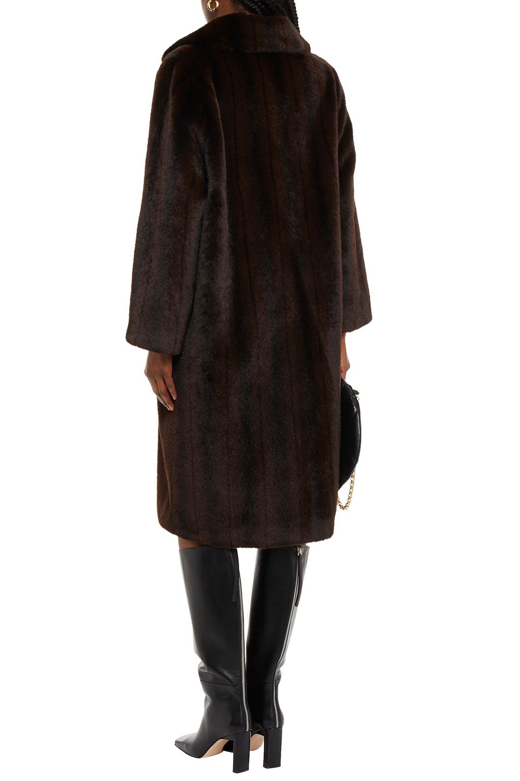 STAND STUDIO Oversized striped faux fur coat