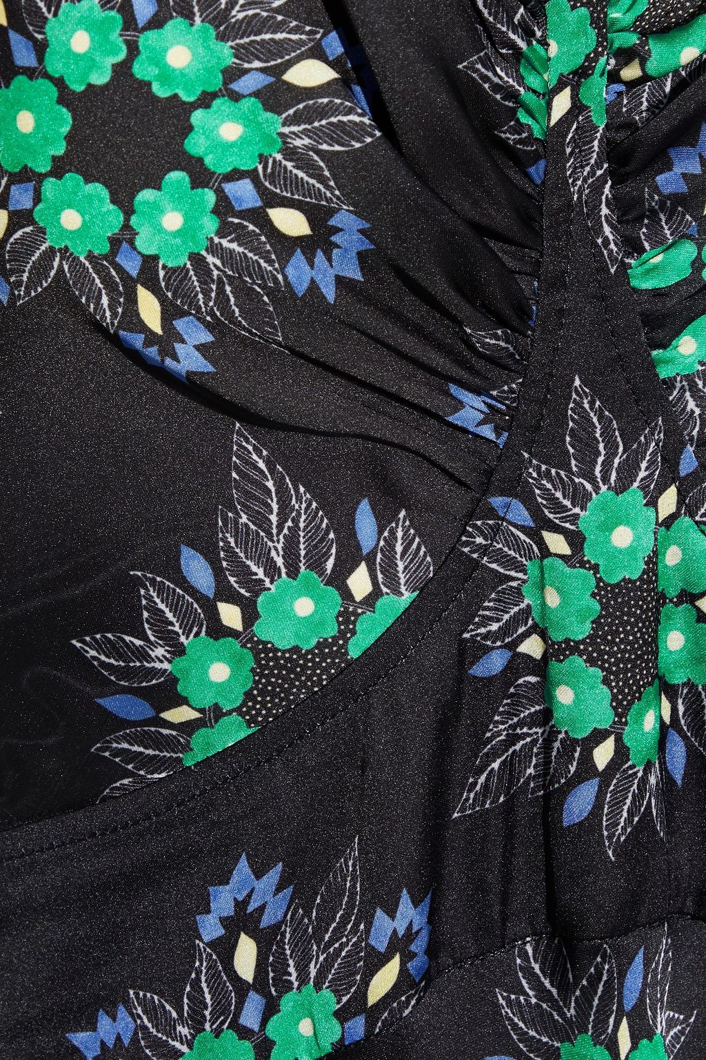 RABANNE Gathered floral-print crepe de chine maxi dress