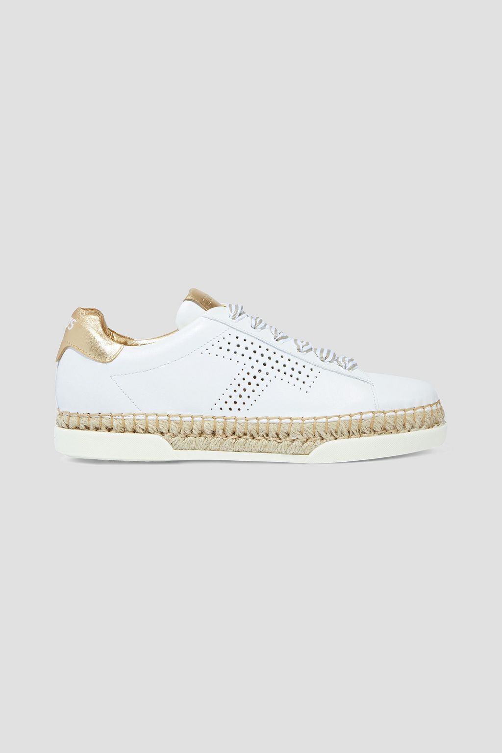 White Metallic-trimmed perforated leather sneakers | Sale up to 70% off |  THE OUTNET | TOD'S | THE OUTNET