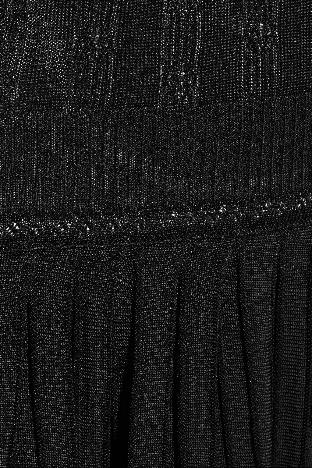 RABANNE Pleated pointelle-knit mini dress