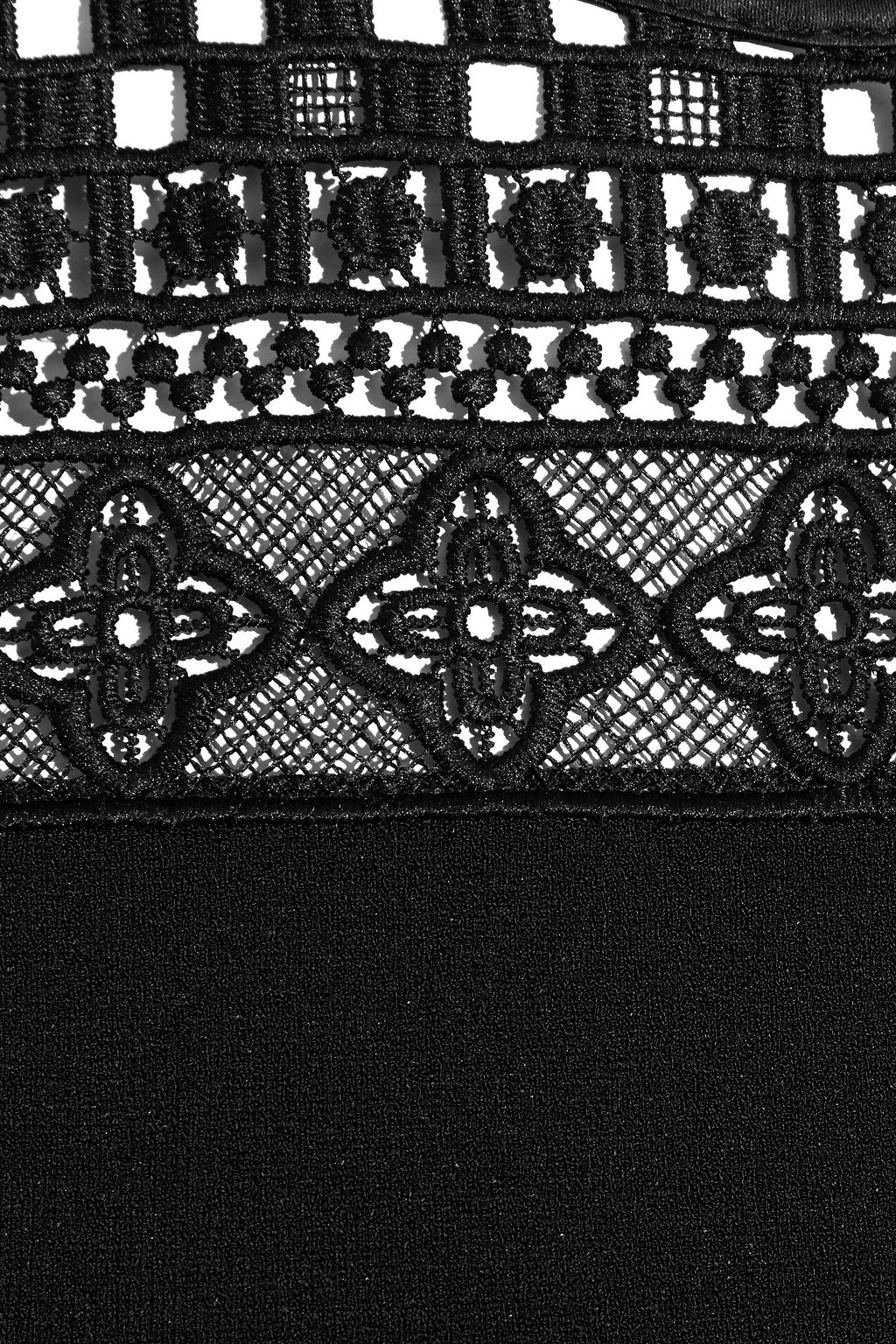 CAROLINA HERRERA Guipure lace-paneled stretch-knit mini dress