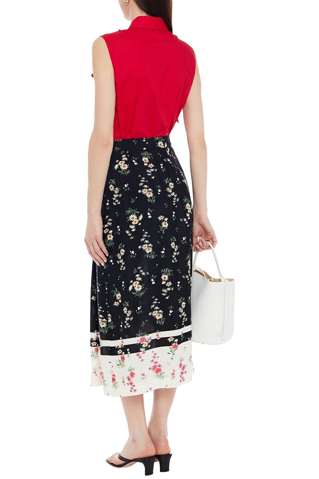 VIVETTA Floral-print crepe midi skirt