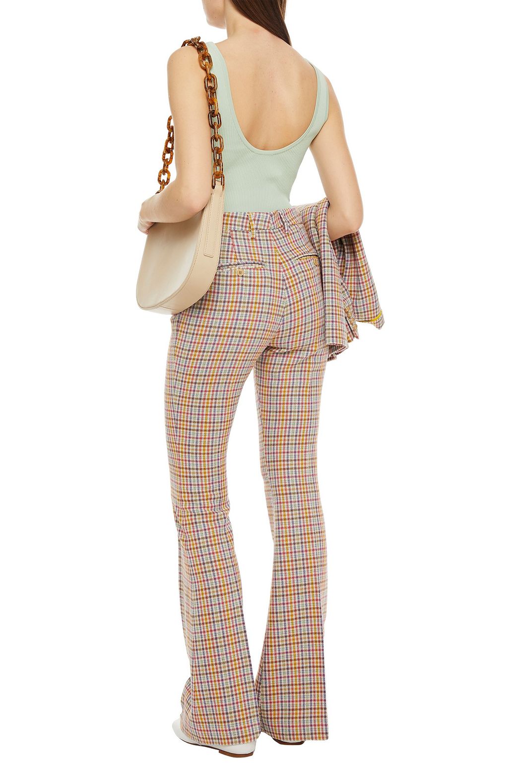 ETRO Checked wool-tweed flared pants
