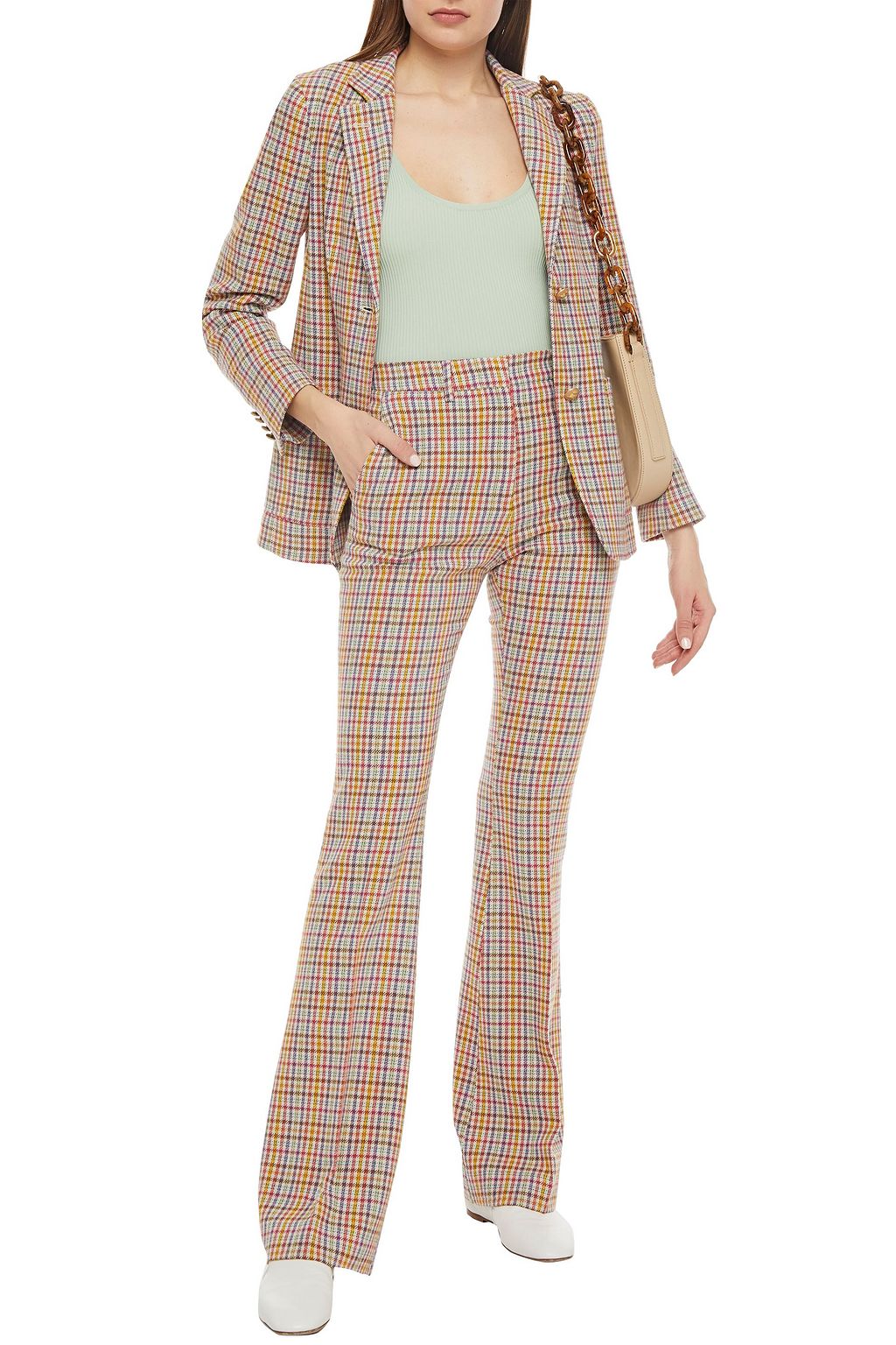 ETRO Checked wool-tweed flared pants
