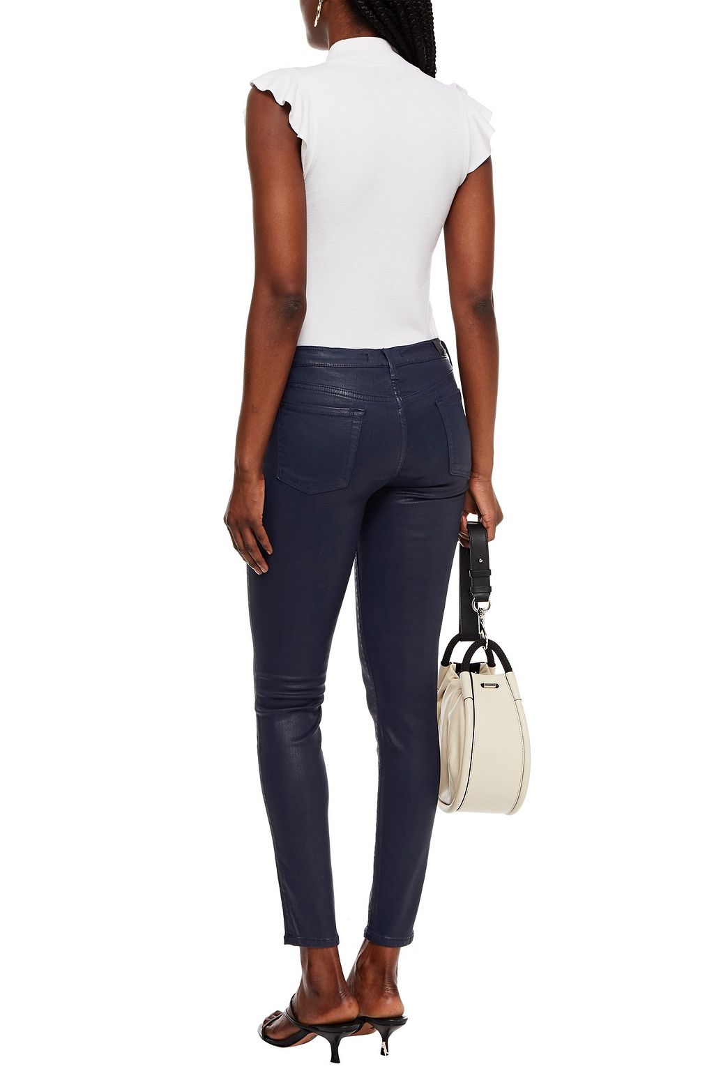 7 FOR ALL MANKIND Coated mid-rise slim-leg jeans