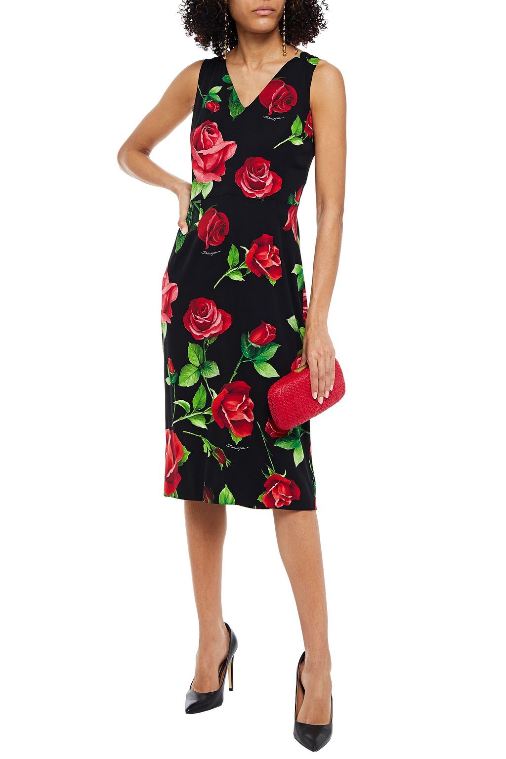 DOLCE&GABBANA Floral-print silk-blend stretch-crepe dress