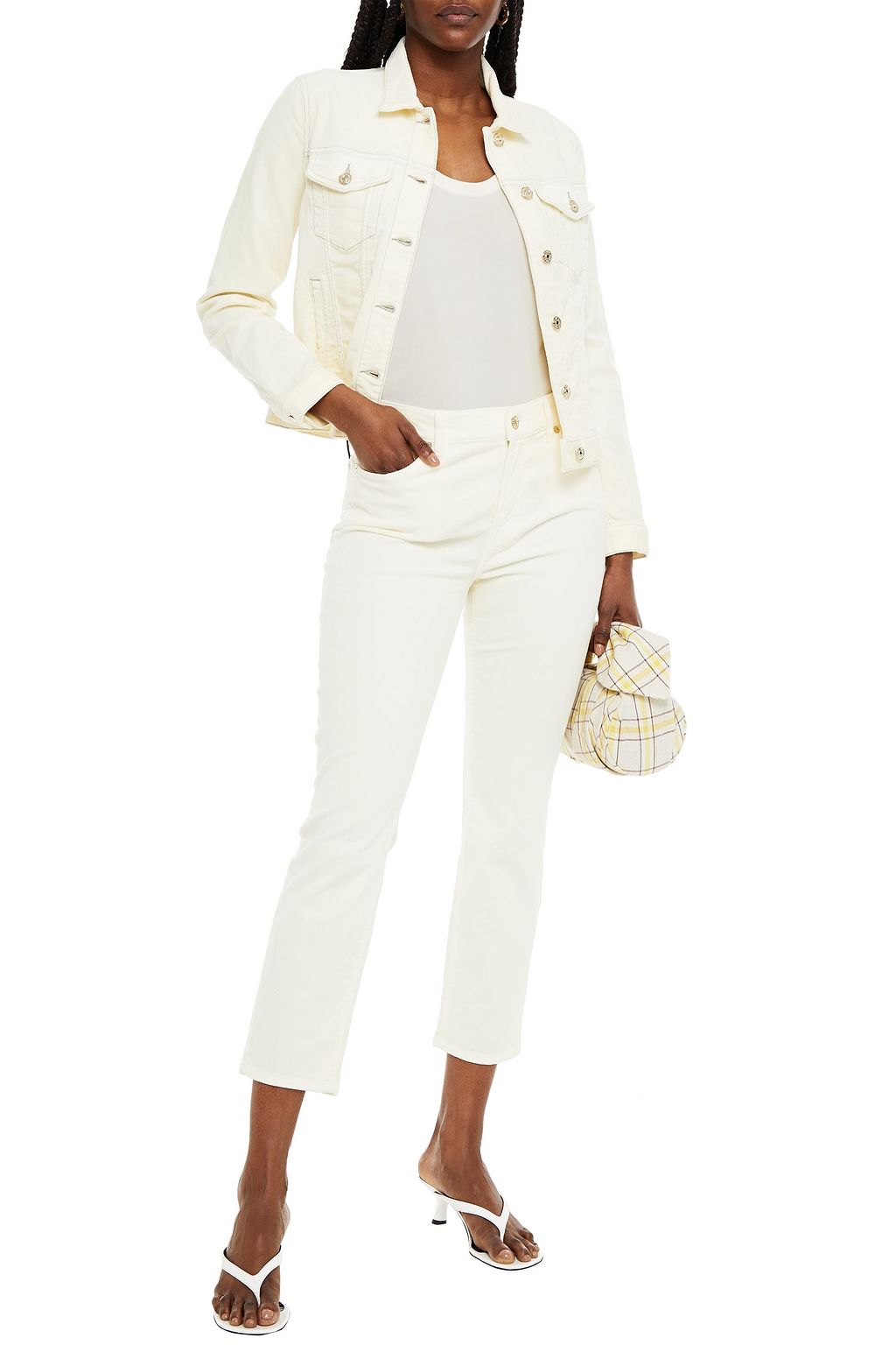 7 FOR ALL MANKIND Cropped cotton-blend stretch-velvet slim-leg pants