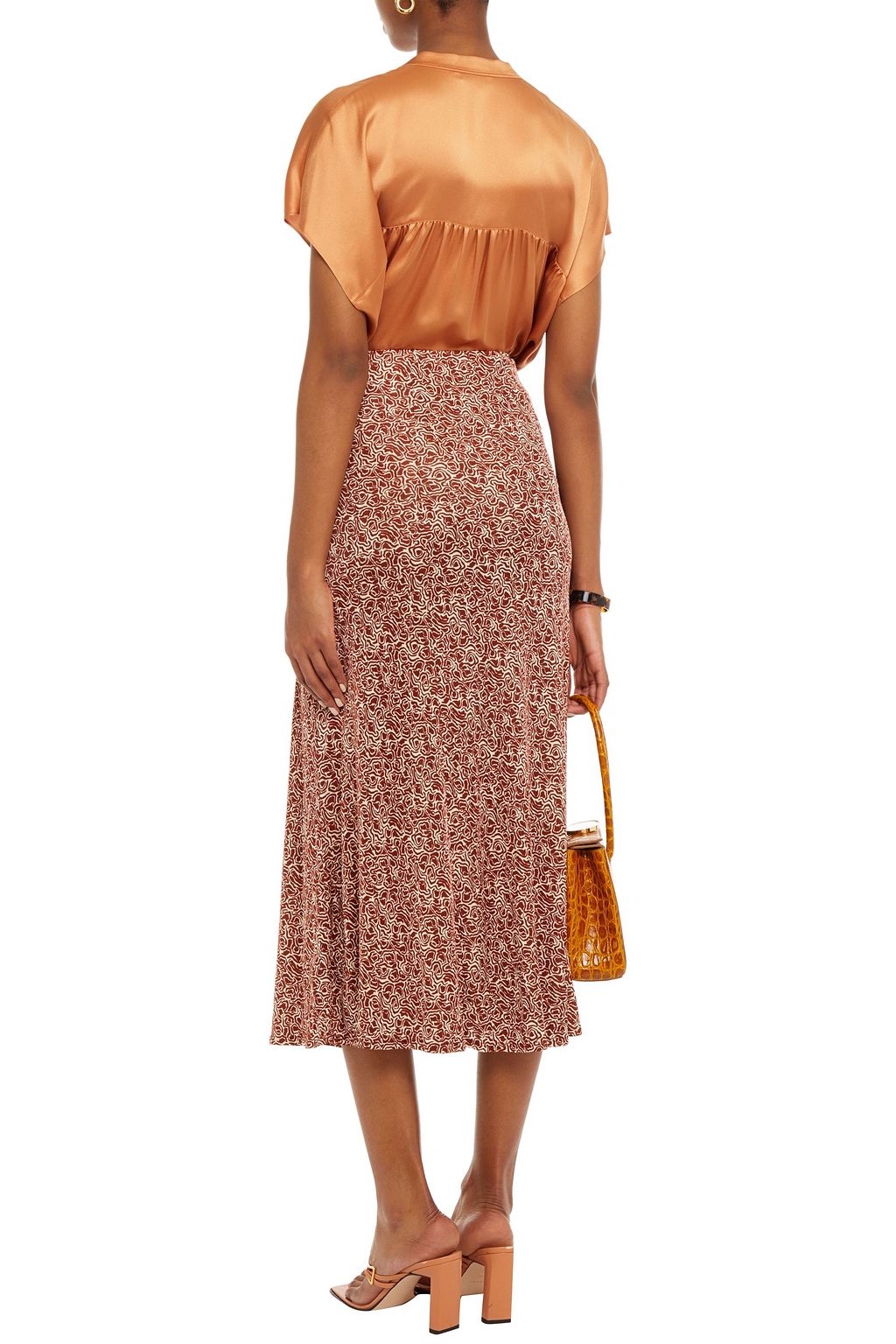 RODEBJER Inec printed satin-jersey midi skirt