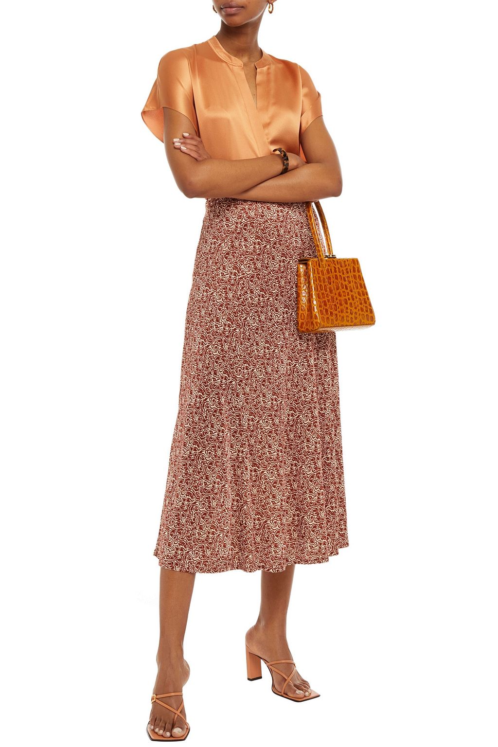 RODEBJER Inec printed satin-jersey midi skirt