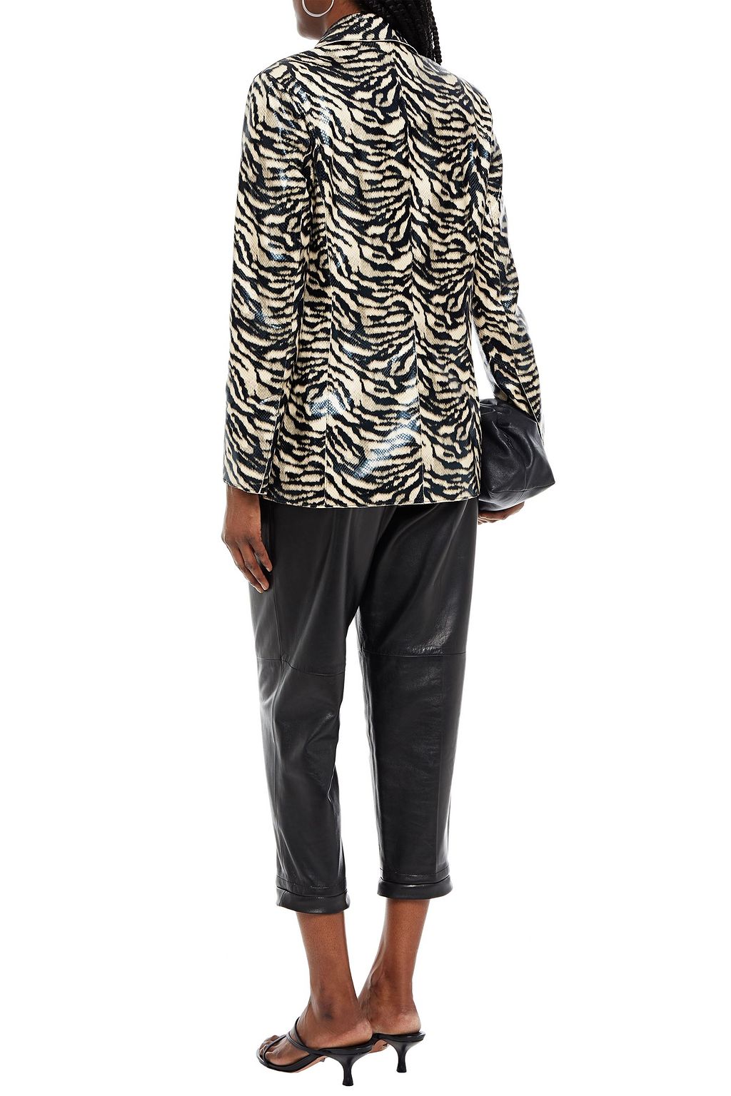 STAND STUDIO Tiger-print faux snake-effect leather blazer