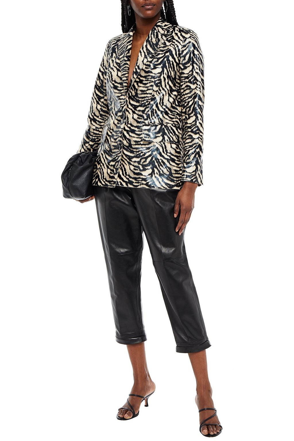 STAND STUDIO Tiger-print faux snake-effect leather blazer