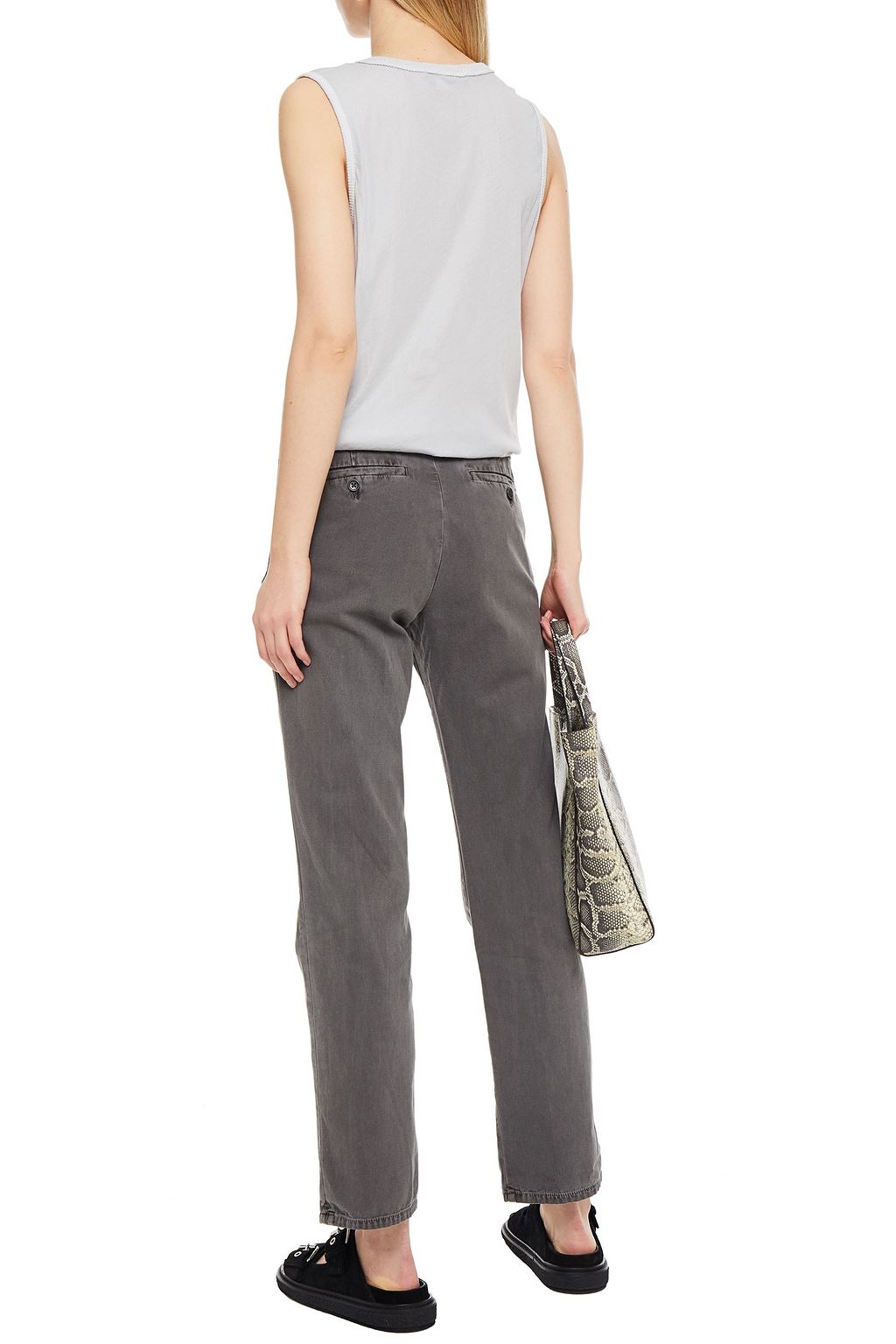 JAMES PERSE Cropped cotton and cashmere-blend twill straight-leg pants