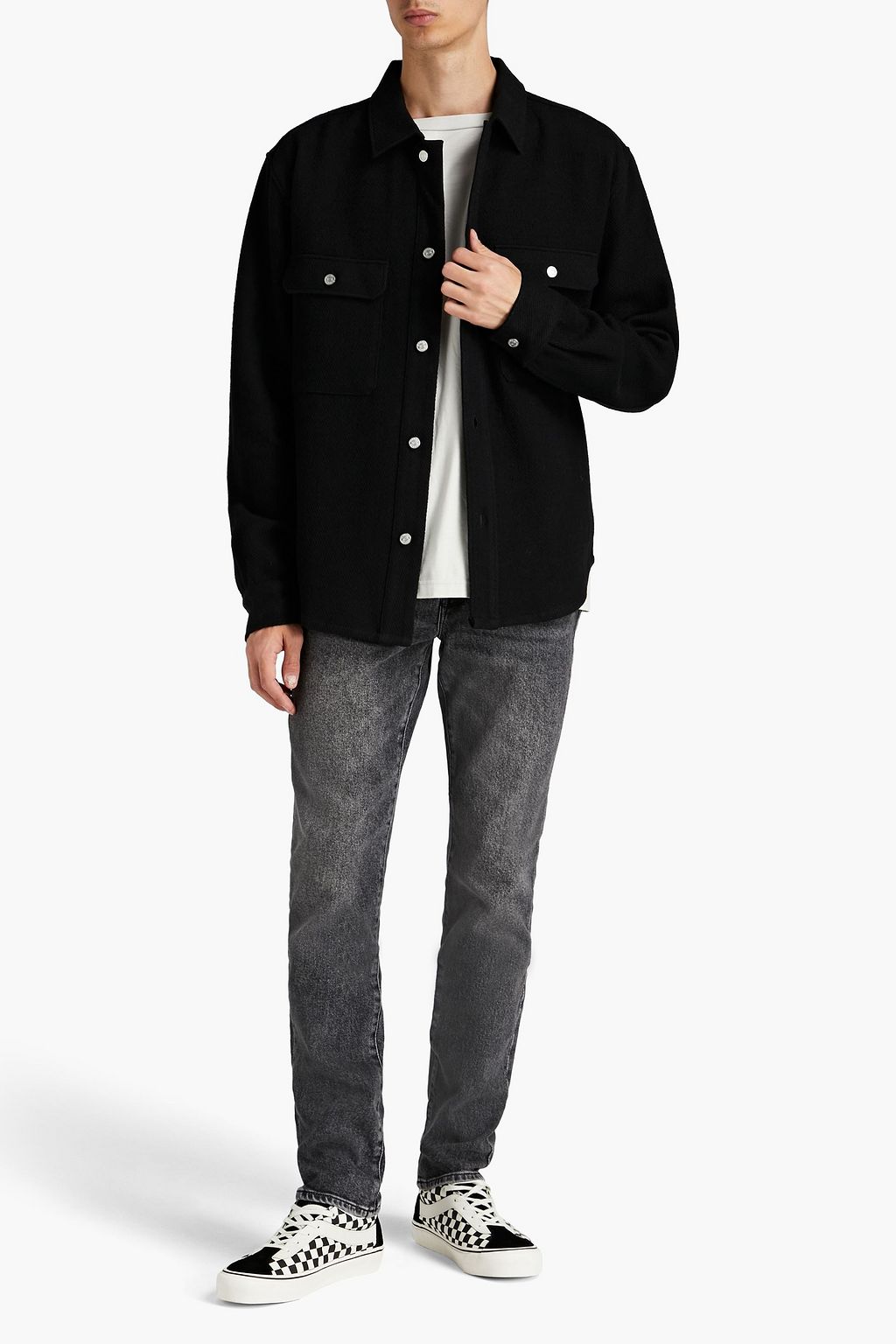 FRAME Cotton and wool-blend twill overshirt