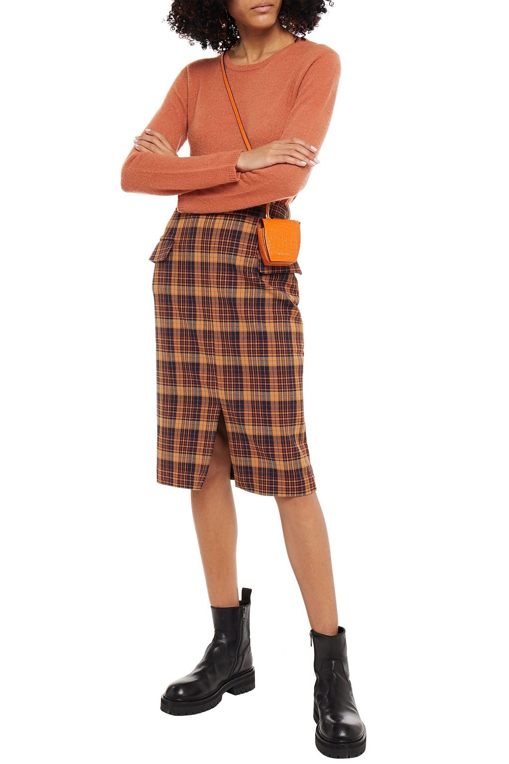 REMAIN BIRGER CHRISTENSEN Checked cotton-blend skirt