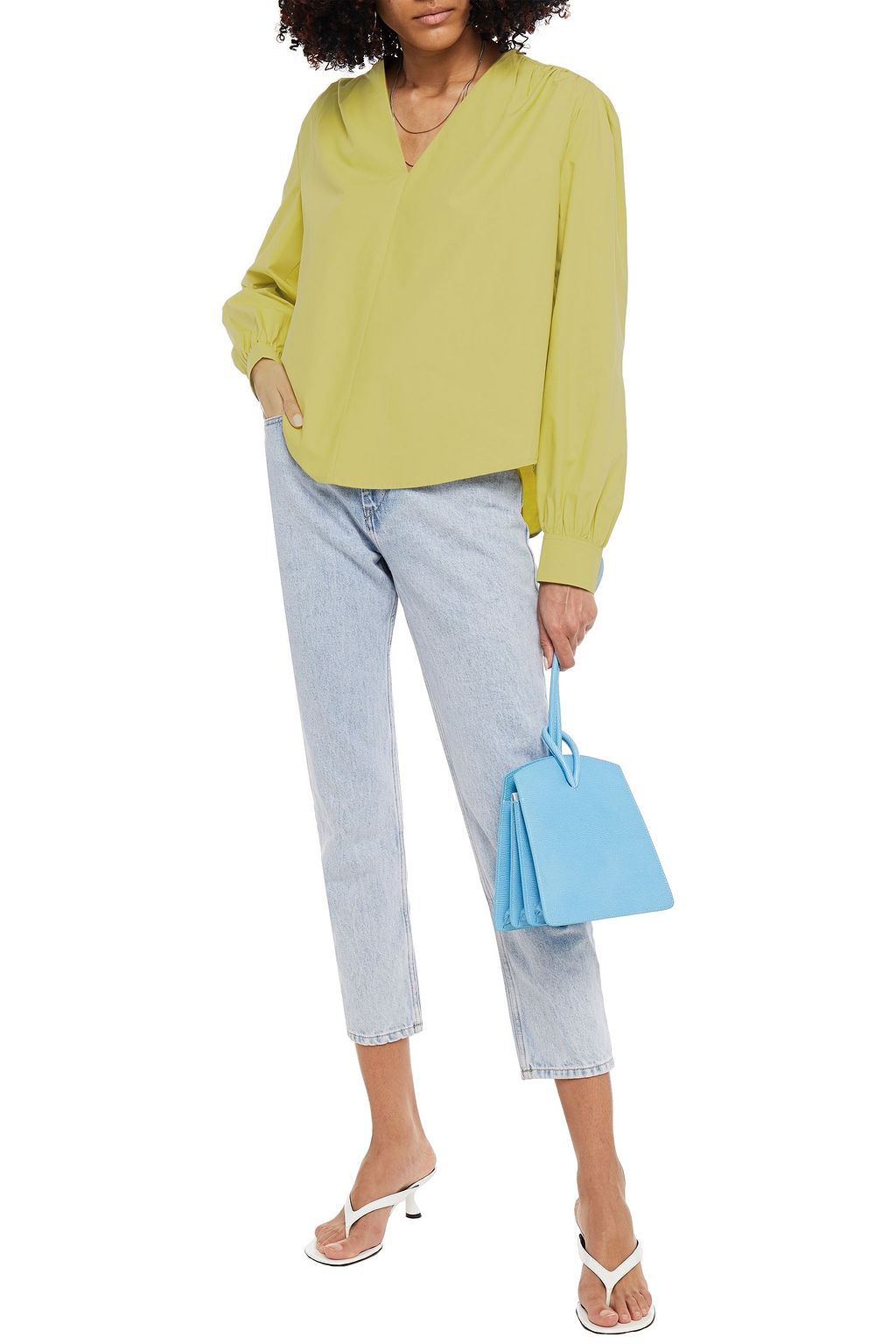 REMAIN BIRGER CHRISTENSEN Gathered cotton-poplin blouse
