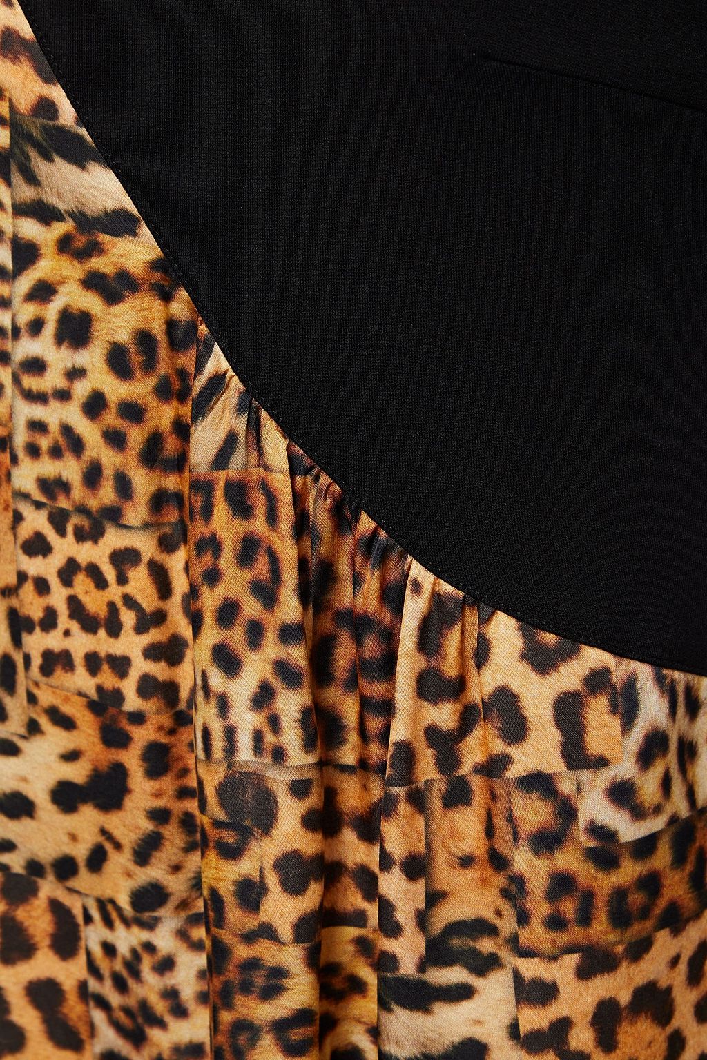 JUST CAVALLI Asymmetric jersey-paneled leopard-print satin-crepe dress