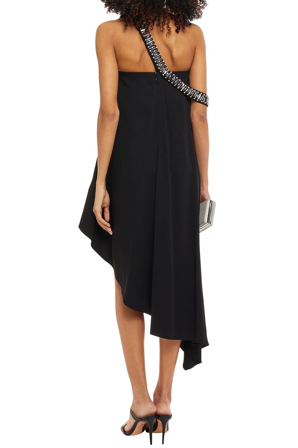 JUST CAVALLI One-shoulder embellished stretch-crepe dress