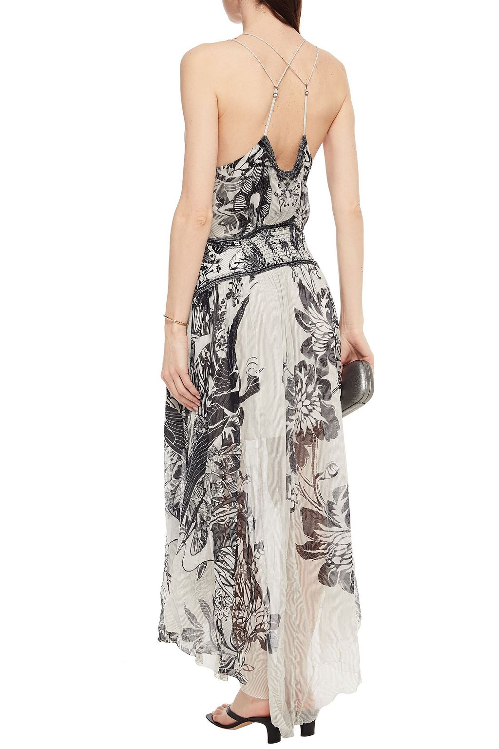 CAMILLA Silver Linings embellished printed silk-georgette midi dress