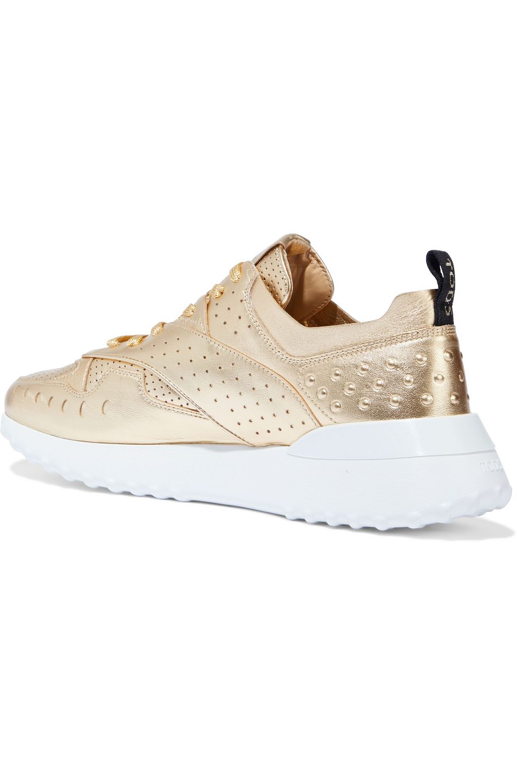 Gold Sportivo perforated embossed metallic leather sneakers | Sale up to  70% off | THE OUTNET | TOD'S | THE OUTNET