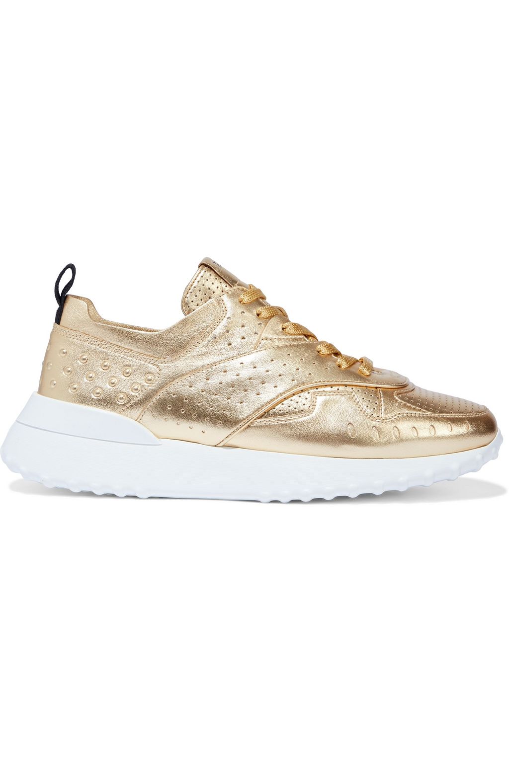 Gold Sportivo perforated embossed metallic leather sneakers | Sale up to  70% off | THE OUTNET | TOD'S | THE OUTNET