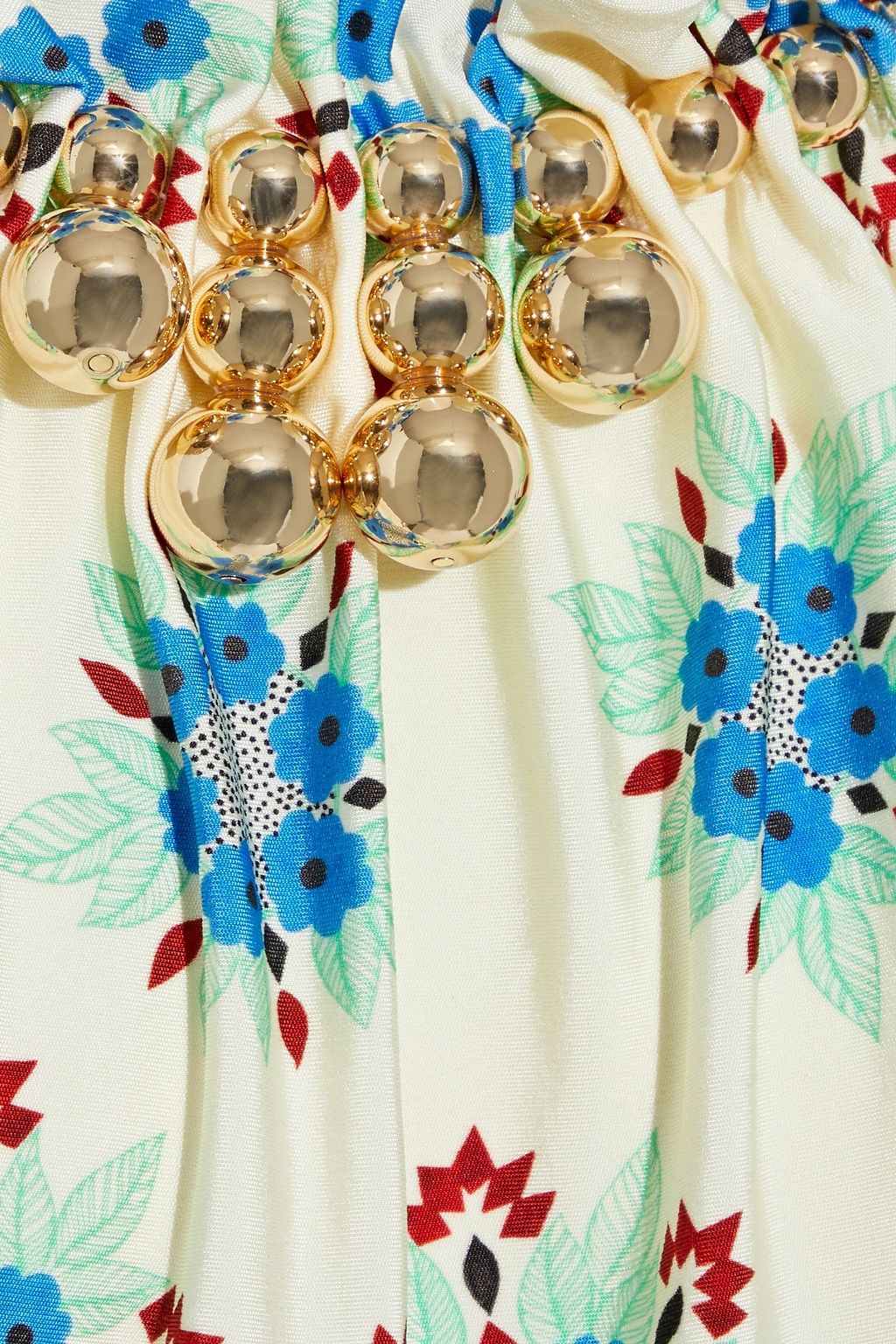 RABANNE Bead-embellished floral-print stretch-jersey top