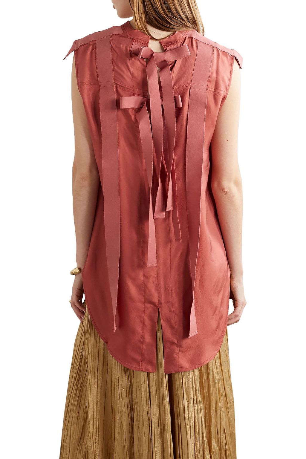LEE MATHEWS Edie grosgrain-trimmed satin-twill top