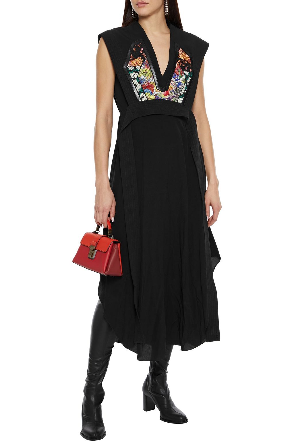 STELLA MCCARTNEY Midikleid aus Crêpe de Chine aus Seide mit Print