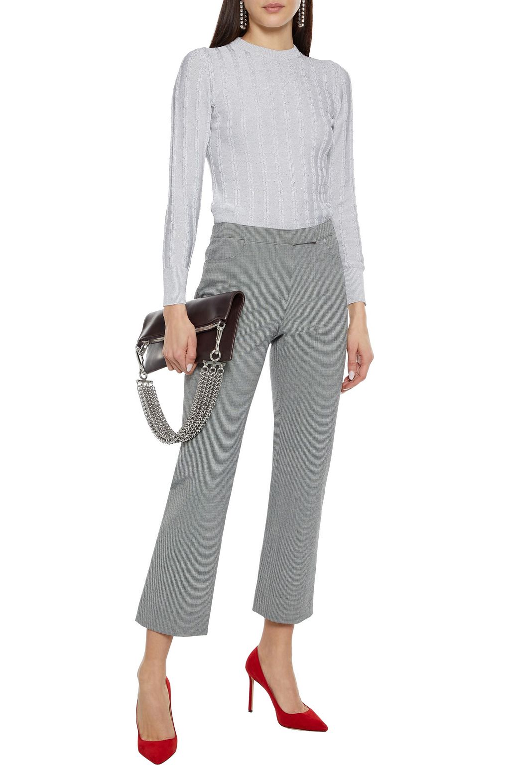 CAROLINA HERRERA Metallic cable-knit silk-blend sweater