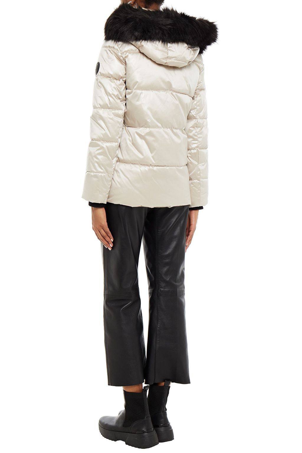 DKNY Faux fur-trimmed quilted shell hooded jacket