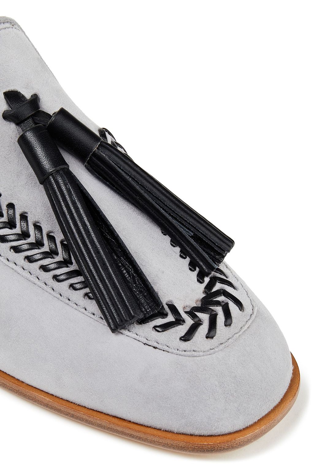 TOD'S Loafers aus Veloursleder mit Lederbesatz und Troddeln