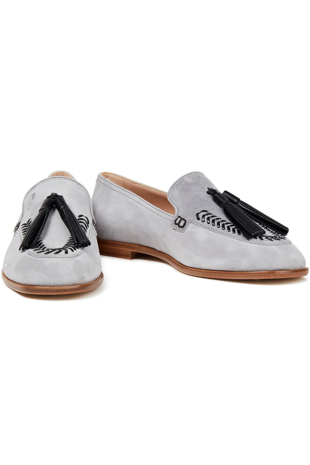 TOD'S Loafers aus Veloursleder mit Lederbesatz und Troddeln
