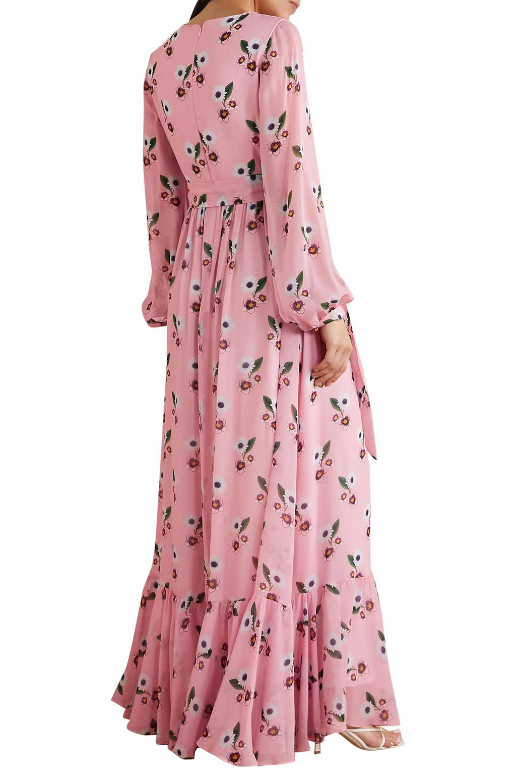 BORGO DE NOR Belted floral-print silk-georgette maxi dress
