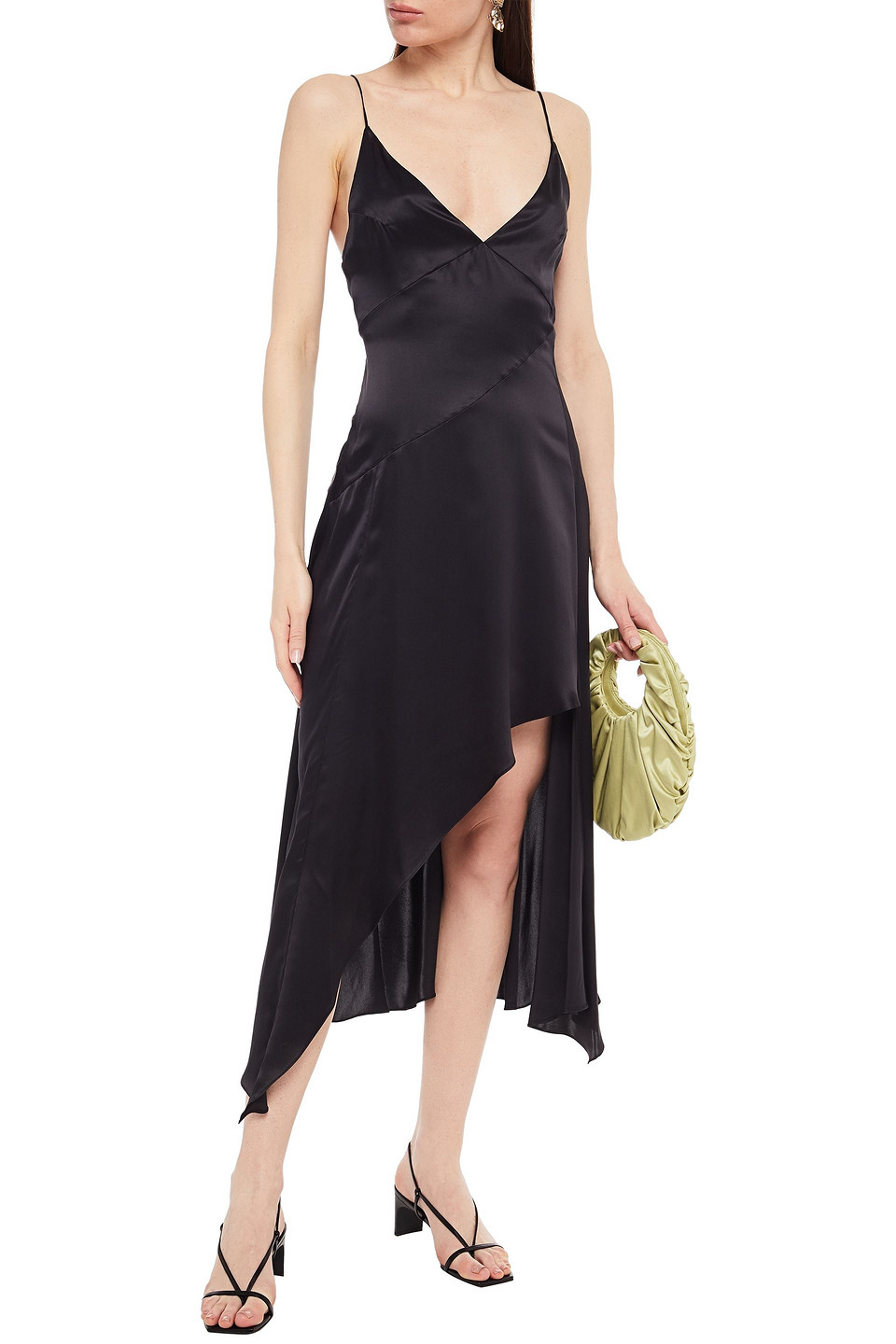 Le Kasha Asymmetric Silk-satin Mini Slip Dress